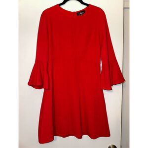 Lulus Women’s Bell Sleeve Mini Dress Solid Red Size Small EUC